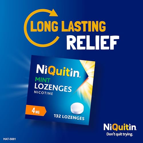 NiQuitin Mint 4 mg Lozenges - Effective Smoking Craving Relief - 132 Lozenges - Long-Lasting Effect - Reduce and Quit Smoking Aid