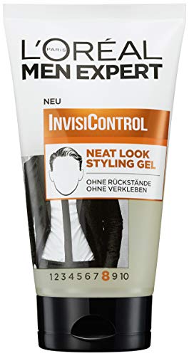 L'Oréal Men Expert Neat Look Styling Gel for Men, Hair Gel for Nourished and Natural Hair Styling, Men's Hair Styling for a Matte Finish, InvisiControl, 1 x 150 ml