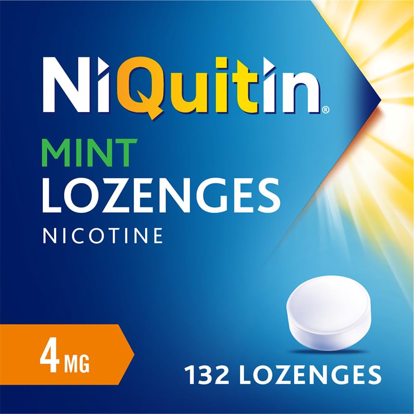 NiQuitin Mint 4 mg Lozenges - Effective Smoking Craving Relief - 132 Lozenges - Long-Lasting Effect - Reduce and Quit Smoking Aid