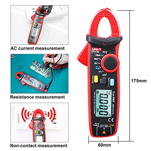 UNI-T UT210D/UT201E Digital Clamp Meter True RMS Voltage Resistance Capacitance Multimeter Temperature Measure Auto Range Electrical (ABS)