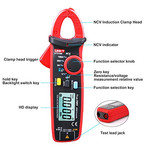 UNI-T UT210D/UT201E Digital Clamp Meter True RMS Voltage Resistance Capacitance Multimeter Temperature Measure Auto Range Electrical (ABS)