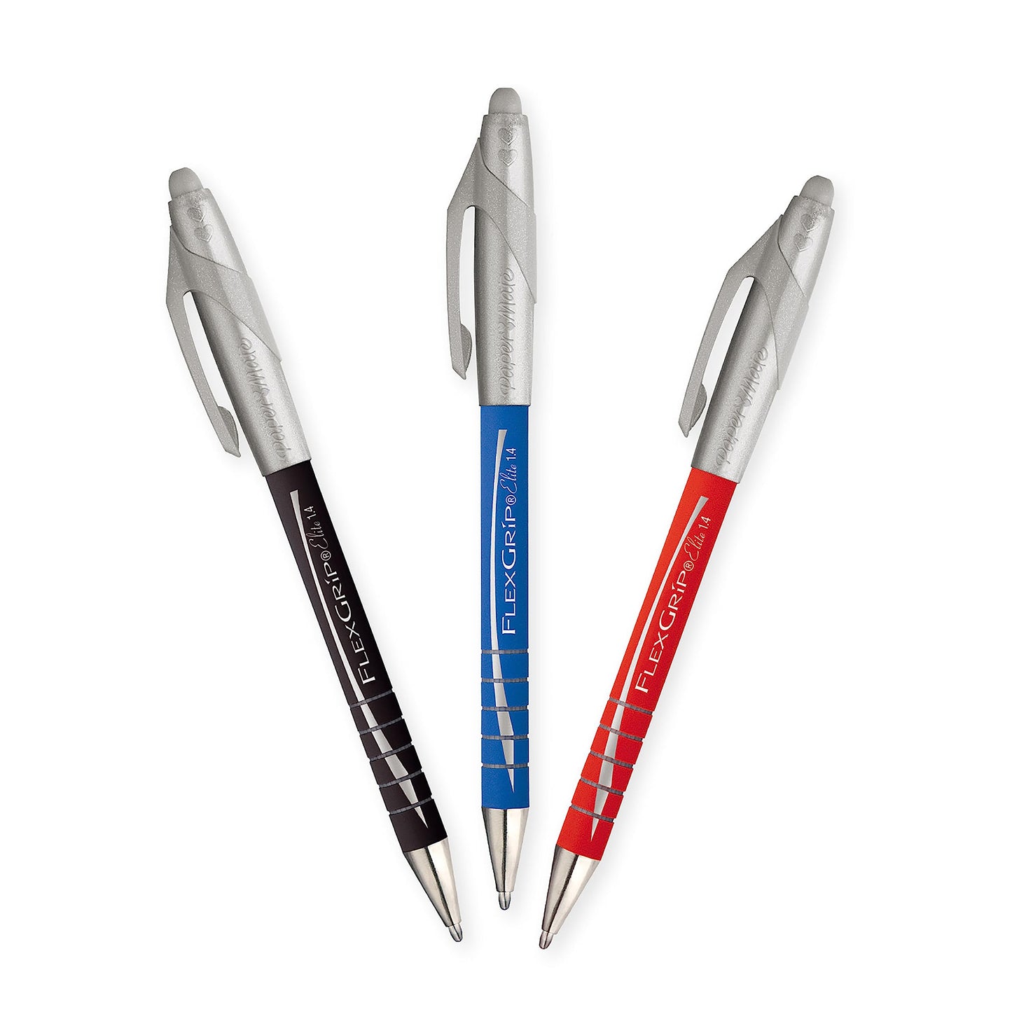 Paper Mate Flexgrip Elite Ballpoint Pens | Large Point (1.4mm) | Black | Retractable | 12 Count