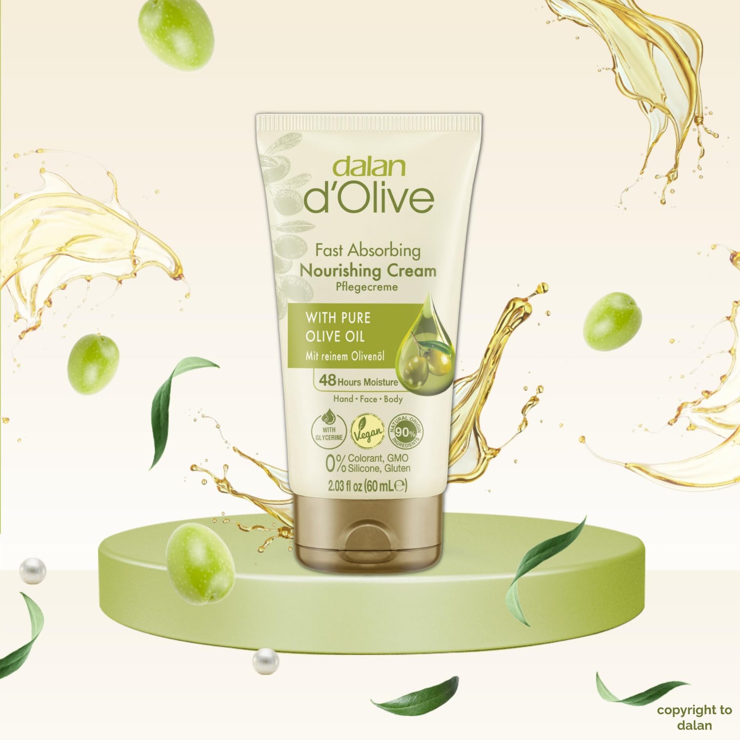 3 x Dalan d'Olive Hand and Body Cream 60 ml